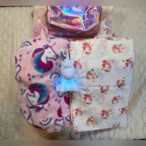 Huge Girls Unicorn Bundle Lands’ End Robe Twin Sheet Set Blanket Light